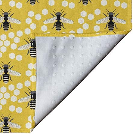 Кърпа за подложка за йога Ambesonne Queen Bee, повтарящ Се Плътен Принт под формата на Шарени Жужжащих Мухи, Нескользящий