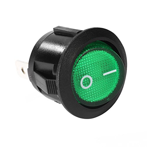 uxcell Зелена лампа С подсветка, Терминал 3 на SPST, 2-Посочен бутон за включване/изключване на захранването, вход и