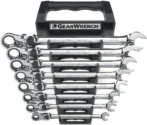 Набор от комбинирани гаечных ключове с фиксирующей гъвкава глава GEARWRENCH 8 бр., 12 Pt. XL, SAE - 85798