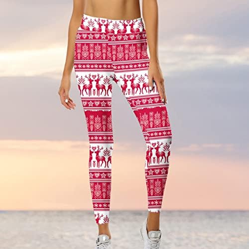 Дамски Коледни Гамаши С Висока Талия, Стегнати Активни Панталони За Йога, Забавни Модни Коледни Спортни Чорапогащник