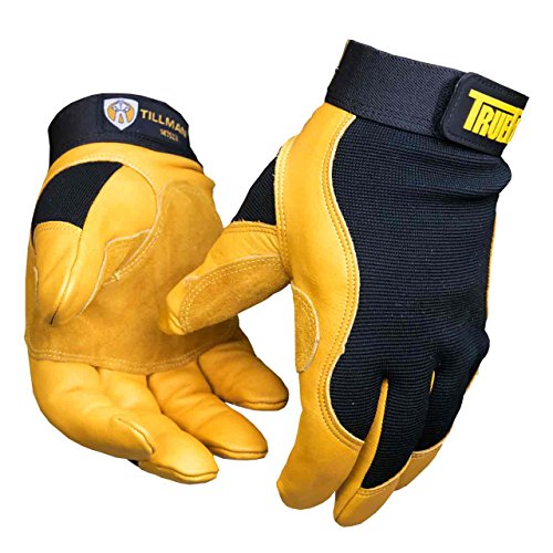 Джон Тилман и Компания Големи черно-златните ръкавици TrueFit от телешка кожа и ликра с еластична плетене на една кука