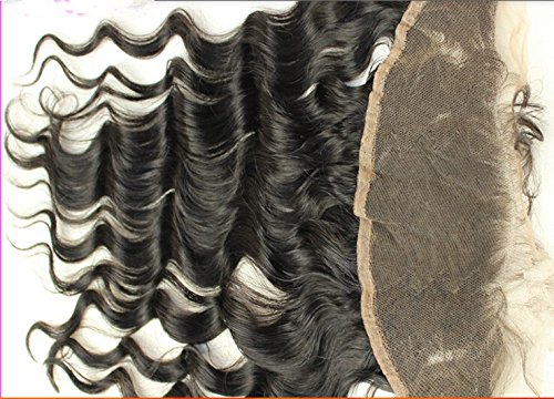 DaJun Hair 6A 13 * 4 Лейси предна закопчалка индийски естествен косъм, обемни вълни естествен цвят (марка: DaJun)