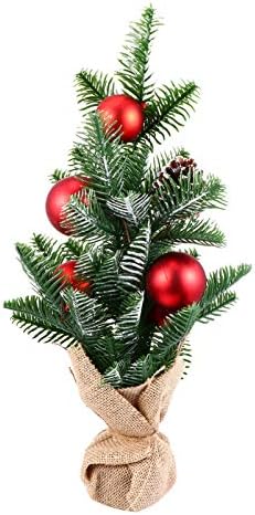 TENDYCOCO Мини Настолна Коледна Елха Изкуствена Борова Коледно Дърво с Химикалка в Основата на Чул Празнична Коледно Дърво за Украса на Масата 40 см