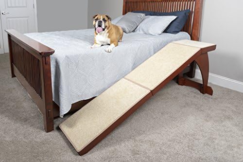 Легло PetSafe CozyUp с рампа за кучета и котки - Здрава рамка издържа на натоварване до 120 кг - Рампа за домашни любимци от мебелен дърво с черешова покритие - Килим е повърх?