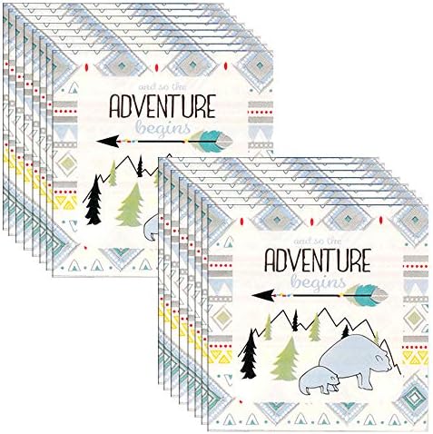 Havercamp Adventure Begins 16 Опаковки Хартиени Салфетки за Обяд – Квадратните почистващи Кърпички с Модел Tribal Adventure
