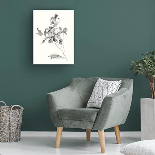 Марката изобразително изкуство Пионовые цветя сив цвят на платно от Wild Apple Portfolio