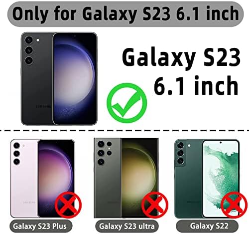 Чанта-портфейл PYTWOPY за Galaxy S23 5G [Титуляр за кредитни карти], [Заключване на RFID], устойчив на удари Кожен Флип калъф за мобилен телефон с Предпазно фолио за екран, Магни?