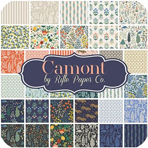 Jelly roll Camont (40 броя), от Rifle Paper Co. за памук и стомана 2,5 x 44 инча (6,35 cm x 111,76 см) от ивици плат, за да стеганого одеяла със собствените си ръце