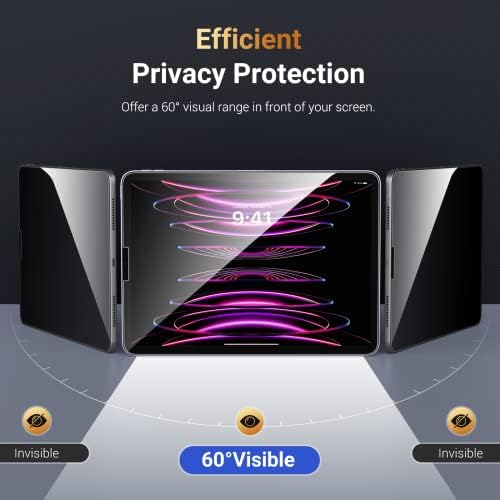 Защитно фолио MoKo Privacy за iPad Pro 12,9 на 6-ти/5-ти/4-ти/от 3-то поколение 2022/2021/2020/2018, Защитен слой от закалено стъкло за защита на екрана от шпионски софтуер, подходящ за iPad Pro