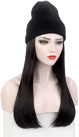 Модни европейската и американската дамска шапка за коса DOUBA, черна вязаная шапка, перука, дълга права черна шапка,