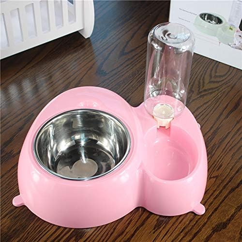 TYXL Автоматична пиенето за домашни любимци от неръждаема стомана, купа за котки, купа за кучета, купа за кучета, двойна чиния /купа за ориз (цвят: синьо)