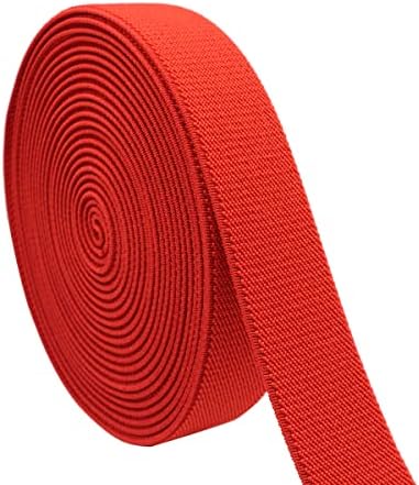 Еластична лента за шиене с размери 1 инч в 5 Ярда Червен Цвят, Двустранен Тканая Дъвка от кепър лента през