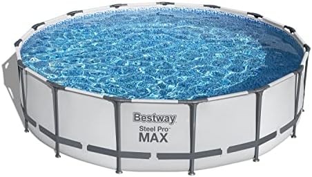 Bestway: Комплект за басейн Steel Pro MAX 15 'X 42 Надземен - 3955 Литра, Открит Семеен басейн, Устойчиви на корозия и пробиване Включва Филтър, помпа, стълба и капак.
