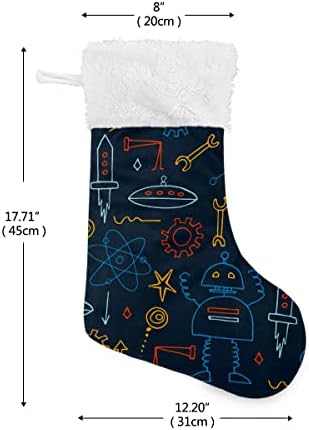 Коледни Чорапи, Ръчно Изработени Робот Ракета Космически Кораб Тъмно-Бял Плюшен Маншет От Мерсеризованного Кадифе Семеен