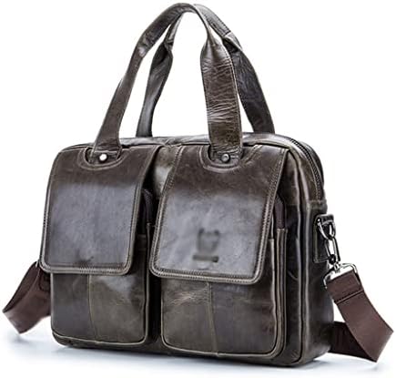 LHLLHL Мъжки Мултифункционална Кожена мъжка чанта през рамо с един слой от Телешка кожа, Модерен чанта-портфейл (Цвят: