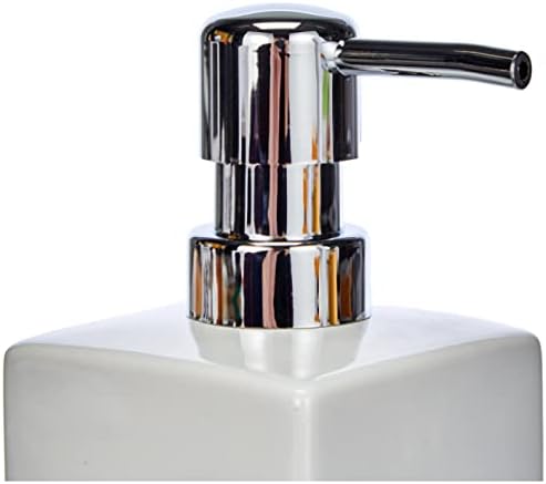 WENKO Distributeur savon de Square blanc céramique - Distributeur savon de liquide Capacité: 0.245 l, Céramique, 7 x