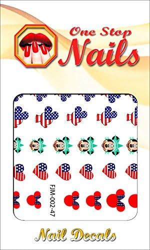 4 юли (версия 6) I Love USA - Звездите, устните и ленти, прозрачно фолио, етикети за дизайн на ноктите с водна пързалка