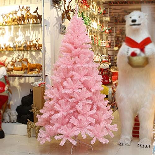ZPEE Розова Коледна елха, Бор от изкуствен материал ПВЦ с Метална стойка, Прикачени Коледна украса, Гола коледна Елха,