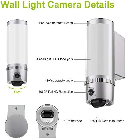 Безжична Прожекторная помещение Freecam на улицата, монтиран на стената лампа 1080P, помещение за улица с функция за