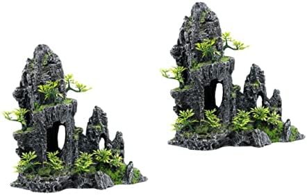 BCOATH 2 елемента Декор за Влечуги Ботаническата Декор Занаяти, изработени От Смола Аквариум Скрита Пещера Аквариум Скала