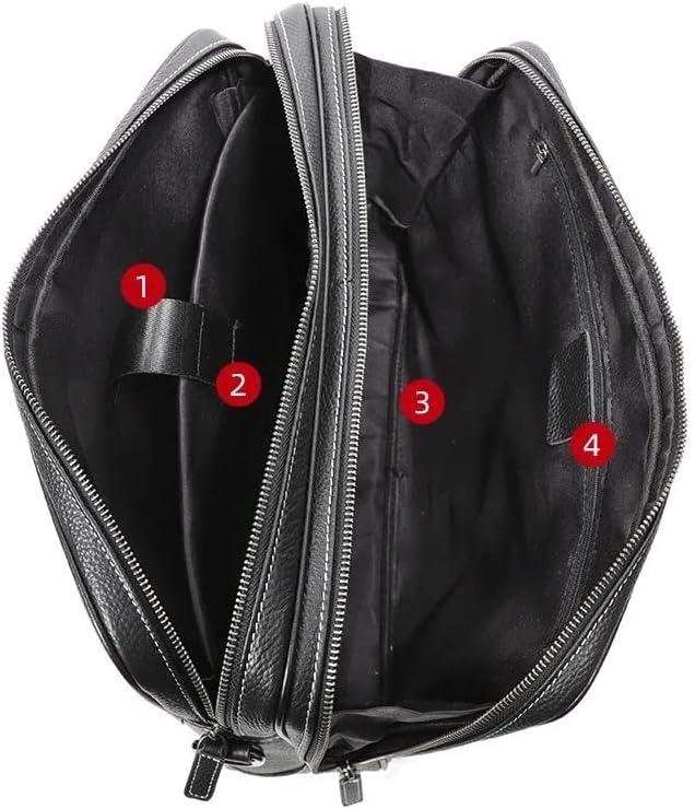 WYBFZTT-188 Мъжка Кожена чанта-тоут на двоен цип, Мъжка Бизнес чанта за лаптоп за през рамо (Цвят: черен размер: One