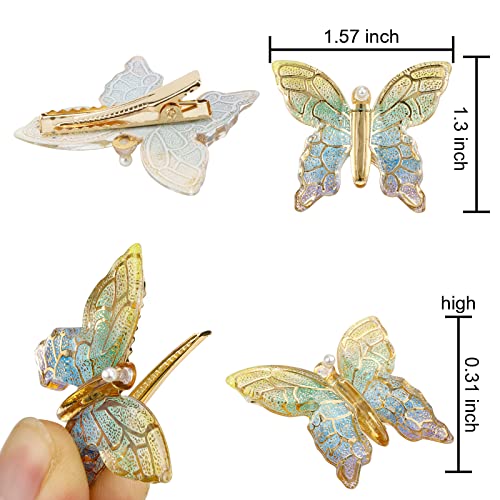 Hapdoo 6 бр. разноцветни фиби с пеперуди без огъване, метални красиви аксесоари за коса с пеперуди, щипки за коса с летящи