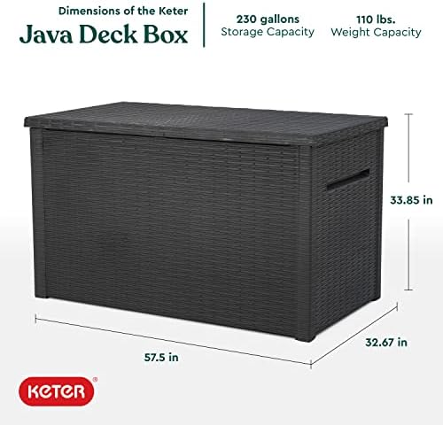Keter XXL Java 230-Галлонный Кутия от ратан от смола, Подобен на Голям Открит Кутия за съхранение на Възглавници за мебели