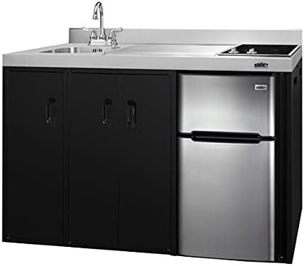 Универсална мини-кухня Summit Техника CK54SINKL ширина 54 инча, мивка и смесител от неръждаема стомана, хладилник с фризер