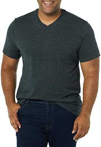 Мъжки приталенная тениска Essentials с къс ръкав и V-образно деколте, комплект от 2