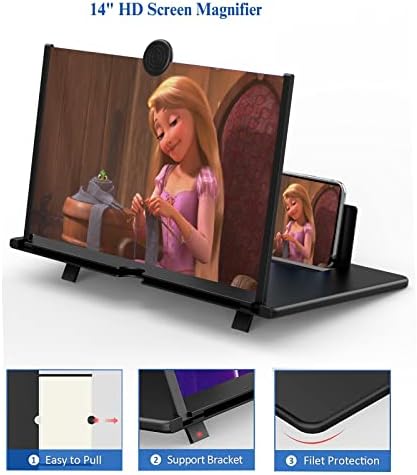 14Екранна лупа за мобилен телефон - Проектор с увеличително екран 3D HD, Дилататори за филми, видеоклипове и игри – Сгъваема