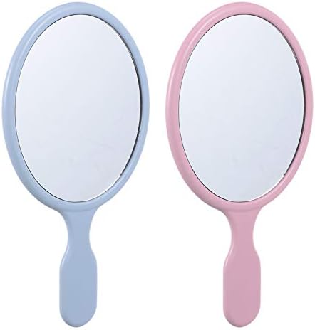 Ръчно огледало Beaupretty Round Mirror, Ръчно Огледало за пътуване, Тоалетно Огледало с дръжка, Дамско огледало (Синьо),