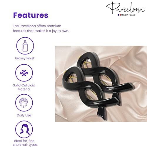 Parcelona French Infinity Ribbon-Малко 2 1/4 Целлулоидные френски щипки за коса, щипки за жени, закопчалката Tige Boule,