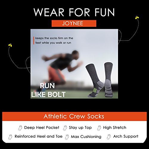 JOYNÉE Мъжки 6 Опаковки спортни чорапи на възглавници За екипажа на Performance Running Socks