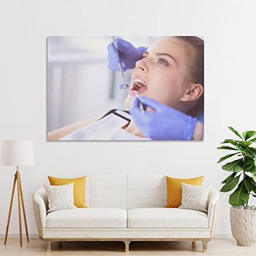BLUDUG Стоматологичен кабинет, Украсен с Плакати за лечение на зъбите, Плакати за зъболекарски кабинет (4) Платно, монтиран