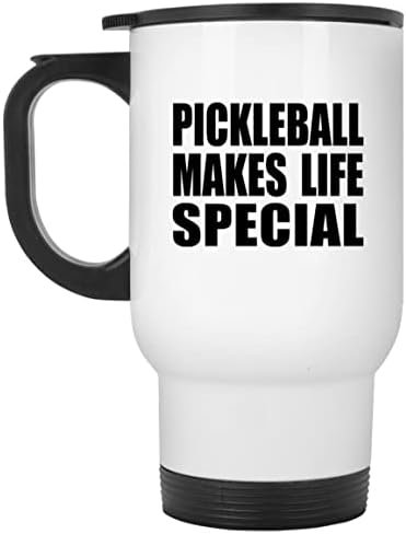 Designsify Pickleball Прави живота по-Специални, Бяла Пътна Чаша 14 грама, на Чаша от неръждаема Стомана С Изолация,