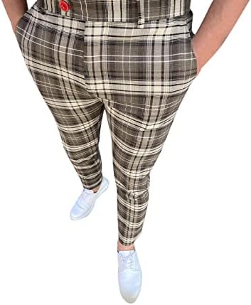 Модерен бизнес панталони за мъже, всекидневни спортни панталони, стегнати и тесни панталони-молив с клетчатым принтом, градинска облекло