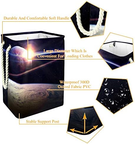 Невероятно Изгрева на Слънцето в Космоса 300D Оксфорд PVC, Водоустойчив Кошница За Дрехи, Голяма Кошница за Дрехи за Одеяла Дрехи Играчки в Спалнята