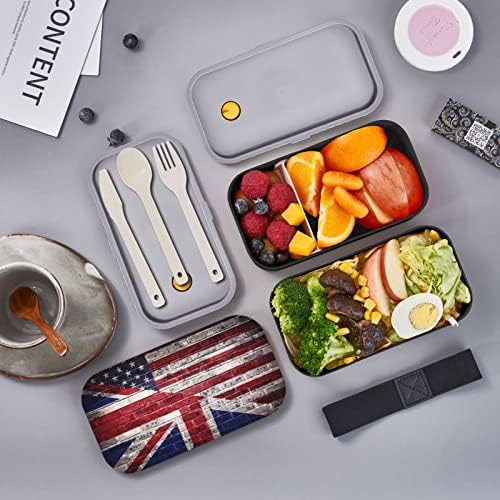Голяма Кутия за закуска Allgobee с Американско-Британски Флаг, монтиран на стената Обяд-Бокс С Набор от Прибори за хранене,