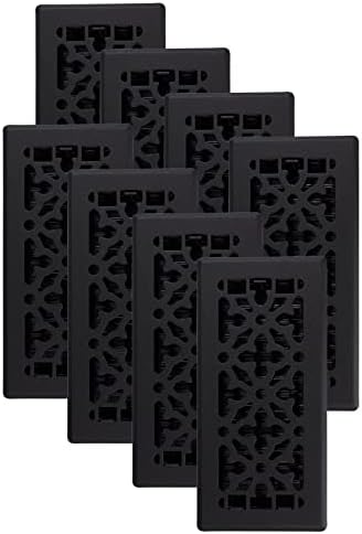 Декоративни решетки AGH410-BLK-8 за пода в готически стил, 4x10 Инча, Канава Черен, 8 опаковки