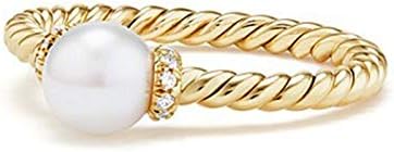 888 Easy Shop Великолепен годежен пръстен от жълто злато, 18 карата, с бели перли (8)