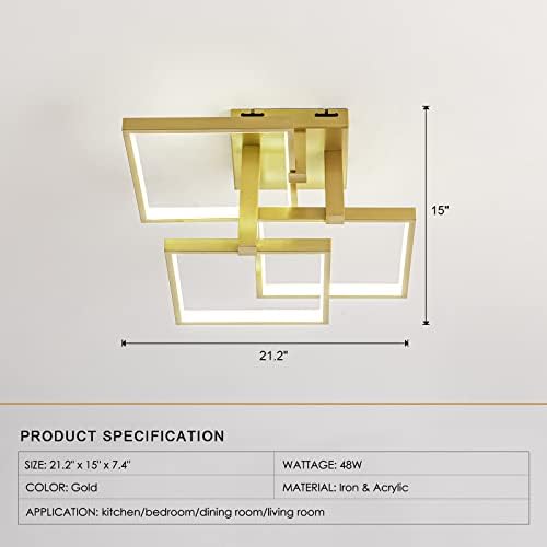 Ahaloye Модерен Златен Led Тавана Лампа с Вълни на определени Потолочным Светильником с Дистанционно Управление за Хола