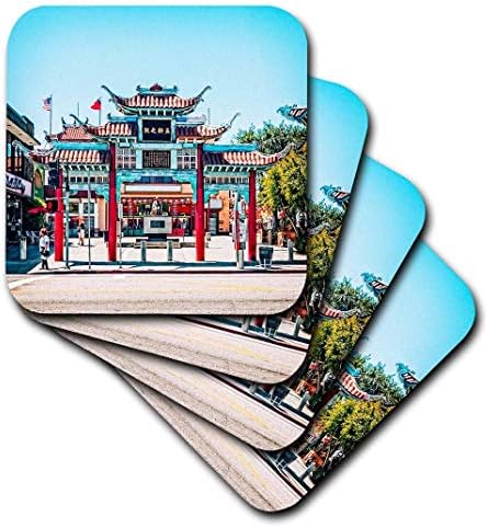 Меки подложки 3dRose CST_186812_1 в Китайския квартал на Лос Анджелис, Комплект от 4