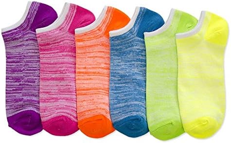 6 Чифта Женски Спортни Чорапи на Щиколотке Без показването С по-Дълбоко Деколте Неонового Цвят, Ежедневни Спортни Чорапи