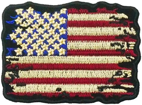 Графичен Прашни Ретро Разкъсан от Война Флаг на САЩ, Кодекс на Съединените Щати, на Бродирани Желязо заплатке, Неубедителен