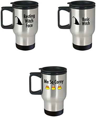 Комплект от Три чаши Кафе на за пътуване за Хелоуин - един Забавен и сладък