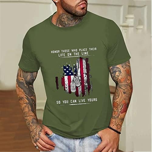 Bmisegm Летни Мъжки Ризи, Мъжка Лятна Мода Ежедневни Тениска с кръгло деколте в Деня на Независимостта С Фин Принтом,