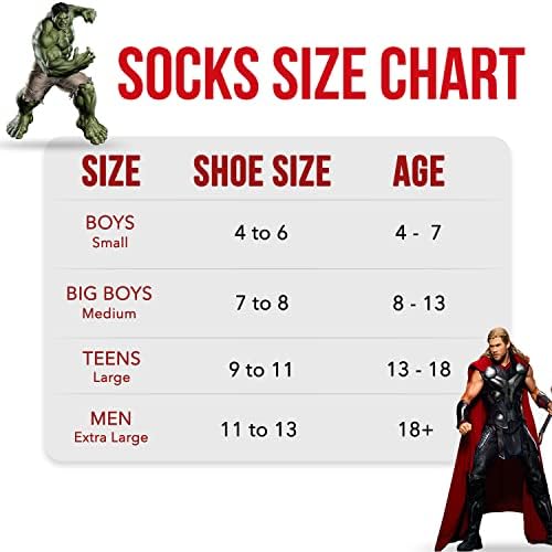 Чорапи Marvel Легенди за момчета и Мъже, 6 Опаковки Чорапи за Мъже и Момчета, Мъжки Спортни Чорапи, Спортни Чорапи за
