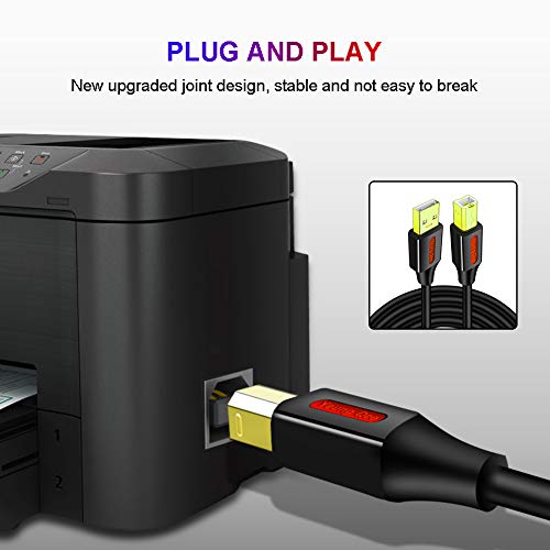 Кабел за принтер 6 фута, USB-кабел за принтер Високоскоростен USB 2.0 щепсела от A до щепсела тип B Кабел за принтера