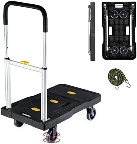 Сгъваема ръчна количка, количка за багаж с тегло 150 кг /330 килограма, Преносим количка на платформата с регулираща