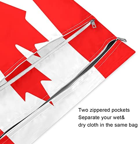 ZZXXB Флаг на Канада Водоустойчив Влажна Чанта за многократна употреба Текстилен Влажна Пелена Суха Чанта с Джоб с Цип